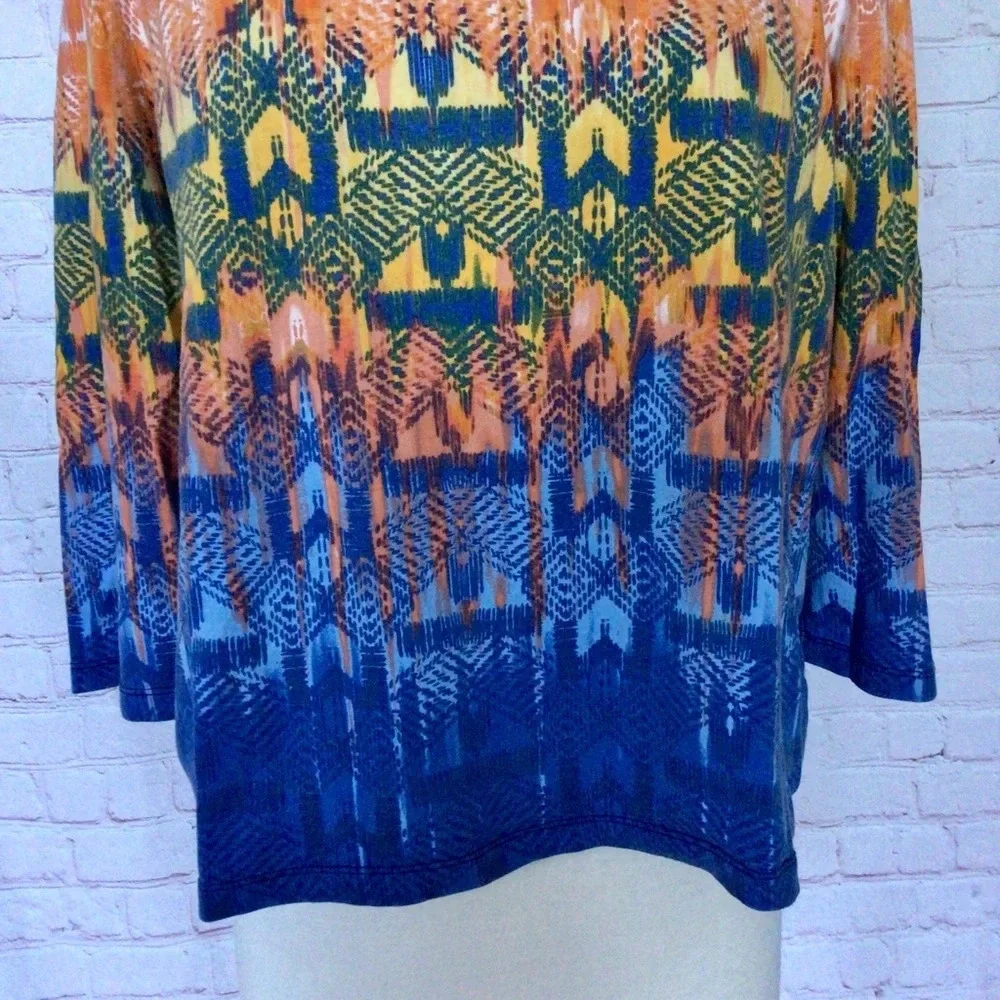Ruby Rd. Petite Beaded Colorful 3/4 Length Sleeve Top - Size PXL - Picture 3 of 7
